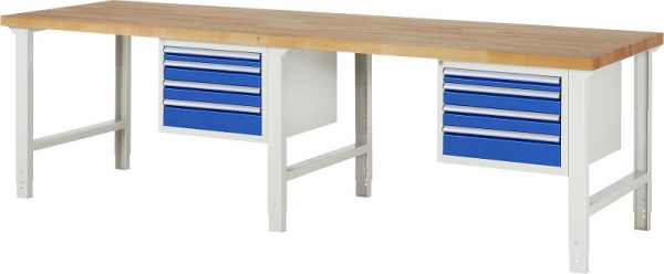 RAU Werkbank Serie 7000 - Modell 7132, B3000 x T900 x H790-1140 mm, Systemunterbau B3000 x T850 x H750-1100 mm, 03-7132A1-309B4H.11