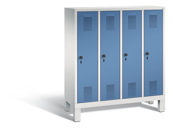 C+P Kindergarten-Spind Evolo, 4 Abteile, H1350xB1190xT300 mm, Grau/Fernblau, 480103-40 S10055