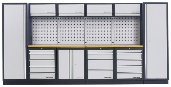 Kraftwerk Mobilio 6er Kombi, 4 x Oberschrank. Lochwand, Buche, 3964C