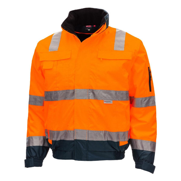 NITRAS MOTION TEX VIZ PLUS, Warnschutz-Pilotenjacke, neonorange / blau (Farbcode: 4121), Größe: 3XL, VE: 10 Stück, 7140-3XL