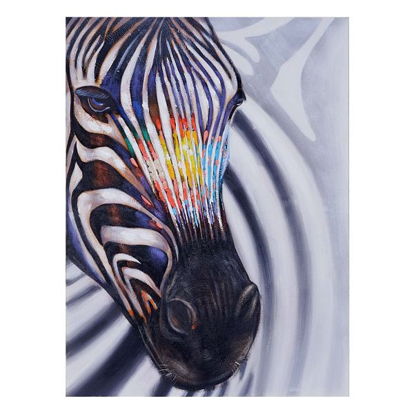 Mendler Ölgemälde Zebrakopf, 100% handgemaltes Wandbild Gemälde XL, 120x90cm, 51275