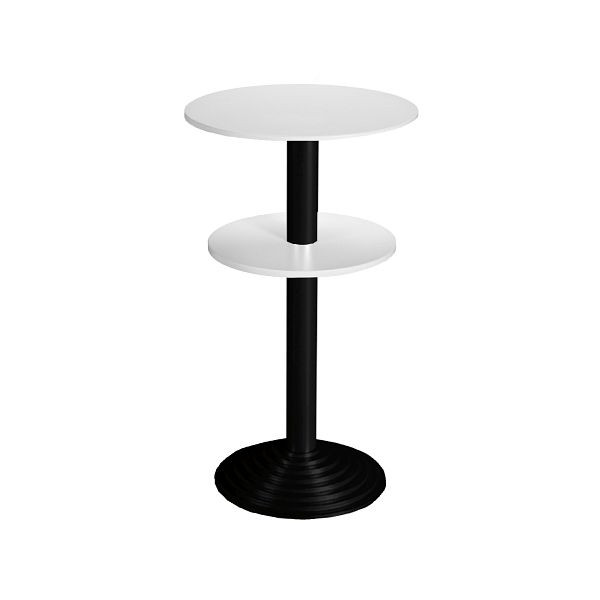 Bisley MULTI Desking Stehtisch, rund, 2 Platten, schwarz, 38 mm, Dekor G grau, H 740 x D 600 mm, SR206G333