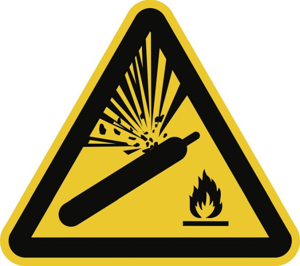 Moedel Warnung vor Gasflaschen ISO 7010, Folie, 100 mm Seitenlänge, 59184