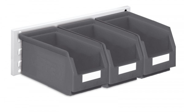 Kappes RasterPlan Wandschiene Schlitzplatte Set 10, L 460 mm x H 140 mm, RAL 7035, 3 x Lagersichtkästen Größe 5, 4202.02.5313