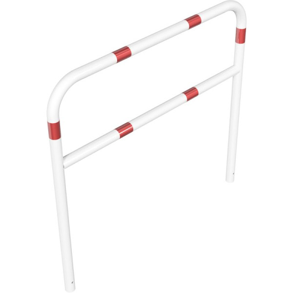 Stein HGS Anlehnbügel/Absperrbügel -Sylt-, 1400mm/1000mm/1500mm, weiß beschichtet mit rot reflektierenden Leuchtstreifen, mit Querholm, Bügel: Ø 60 mm, 465.33b-wr