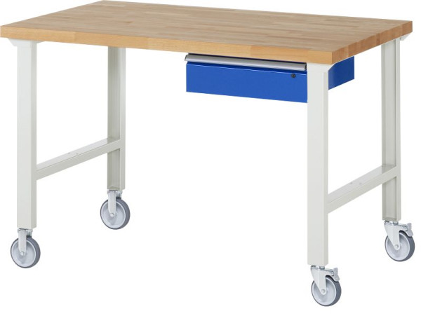 RAU Fahrbare Werkbank 7001A1, 1500x900x1000mm, je 2 Bockrollen und Lenkrollen, 05-7001A1-159B4S22.11