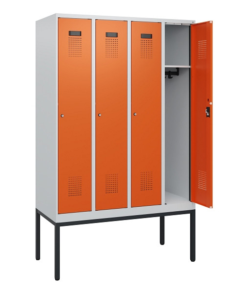 C+P Spind Evolo PLUS, Gestell, 4 Abteile, 1950x1200x500mm, 7035/2004, Zylinderschloss, 0490305-40 S10022