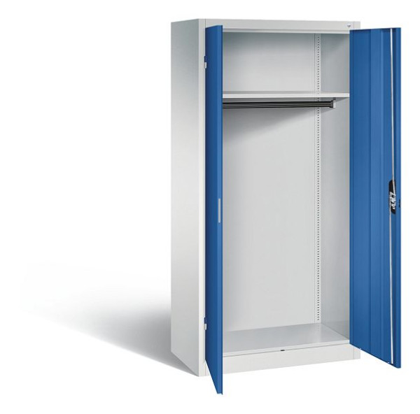 C+P Garderobenschrank Acurado, H1950xB930xT500mm, Farbe: Lichtgrau / Enzianblau, Muldengriff, 9280-088 S10321