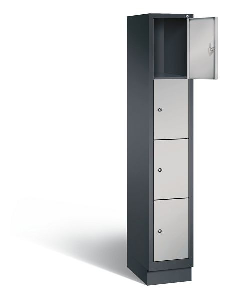 C+P Schließfachschrank Evolo, H1800xB320xT500mm, Farbe: Schwarzgrau / Weißaluminium, 48020-104 S10036