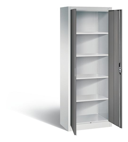 C+P Büroschrank Acurado, H1950xB700xT400mm, Farbe: Lichtgrau / Vulkangrau, Muldengriff, 5 OH, 9236-000 S10472
