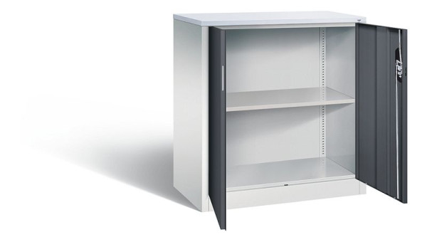 C+P Büroschrank Acurado, H1000xB930xT500mm, Farbe: Lichtgrau / Schwarzgrau, Muldengriff, 2 OH, 9286-1200 S10350