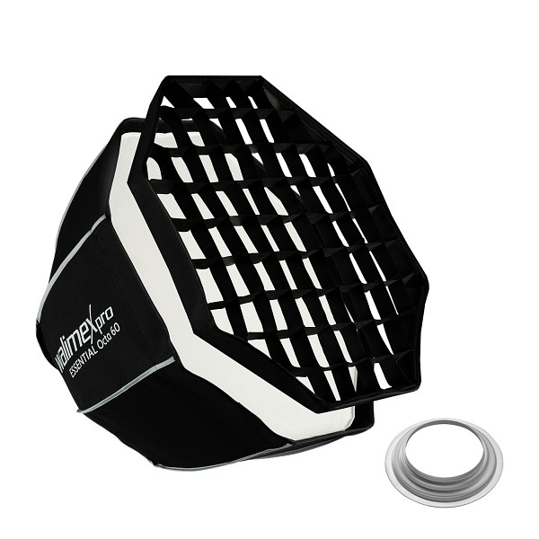 Walimex pro Essential Softbox Octagon 60cm + Softboxadapter für Hensel Expert, um 360° drehbar, einfacher Aufbau, inkl Grid, 1023487