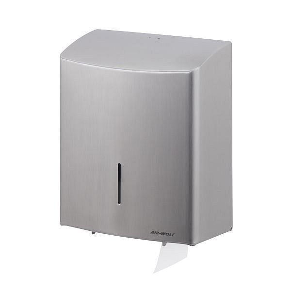 Air Wolf Großrollenspender für 1 Großrolle, Serie Alpha, H x B x T: 333 x 265 x 147 mm, Edelstahl gebürstet, 60-107