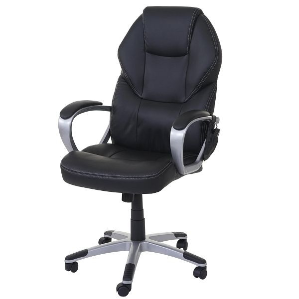 Mendler Massage-Bürostuhl HWC-A69, Drehstuhl Chefsessel, Heizfunktion Massagefunktion Kunstleder, schwarz, 57753