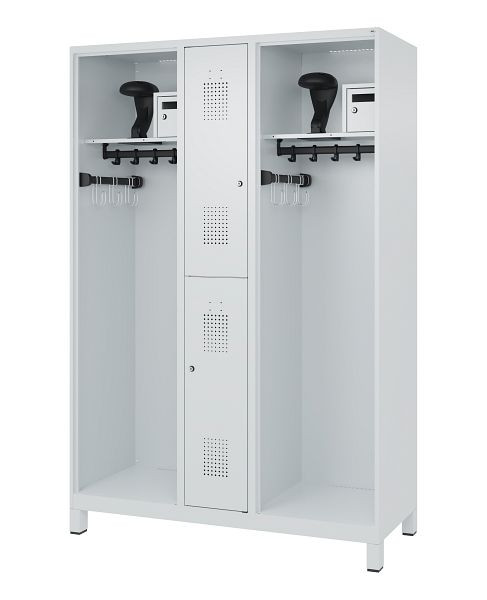 C+P Feuerwehrspind Evolo, Modell MAXI, 2 Abteile, H1850B1300T500 mm, Lichtgrau, Füße, 0496015-030 S10006