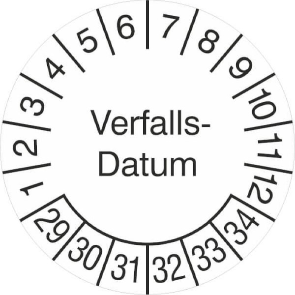Stein HGS Prüfplaketten ohne Jahresfarbe (6 Jahre), Verfalls-Datum, 2029-2034, 31.3691-29