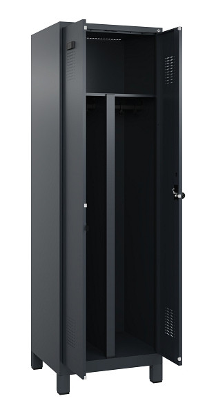 C+P PSA Schwarz-Weiß-Spind Evolo PLUS, mit Füßen, 2 Abteile, 1950x600x500mm, 7016, RAL 7016 Anthrazitgrau, Drehriegel, 049012-20P S10016