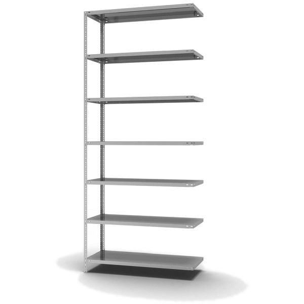 hofe Fachboden-Anbauregal, 3000x500x1300 mm, 7 Fachebenen, verzinkt, 200 kg Fachlast, 1400 kg Feldlast, zweiseitige Bedienung, WZA30513M