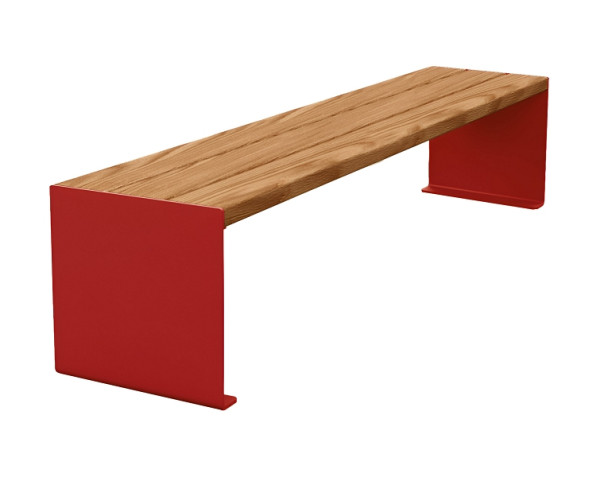 Procity Sitzbank Kube, 1800 mm, Stahl & Holz Ohne Rückenlehne, helle Eiche/RAL 3004, 306392.3004.CHEC