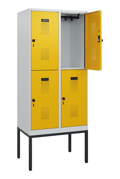 C+P Doppelstock-Spind Evolo PLUS, Gestell, 4 Fächer, 1950x800x500mm, 7035/1004, Drehriegel, 0493305-22 S10000