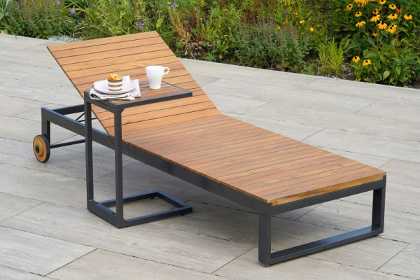 Merxx Santorin Liegenset 2-teilig, 1 Santorin Liege, 1 Cee Beistelltisch, Aluminium mit FSC Akazienholz, 50673-209