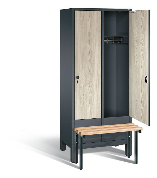 C+P Garderobenschrank Evolo, H1850xB810xT815mm, Farbe: Anthrazitgrau / Dekor Sen-Esche, 48030-22 S10114