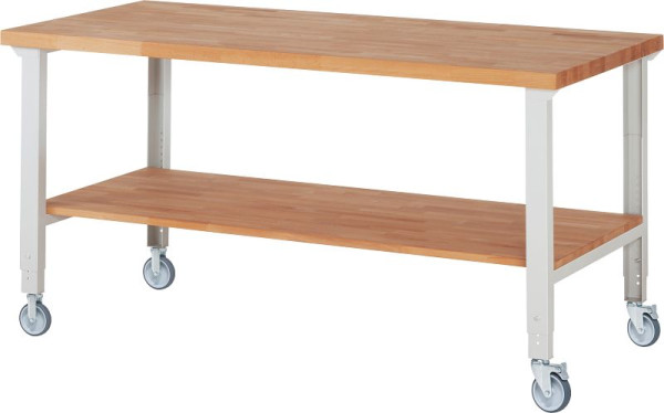 RAU Fahrbare Werkbank (höhenverstellbar) 7000-7, 2000x900x950-1000mm, je 2 Bockrollen und Lenkrollen, 05-7000-7-209B4H22.12