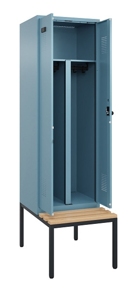 C+P PSA Doppel-Spind Evolo PLUS, Bank, 2 Abteile, 2120x600x815mm, 0010/0010, Drehriegel, Sitzfläche Buche-Hartholz, Sitzbank, 0490527-20P S10021