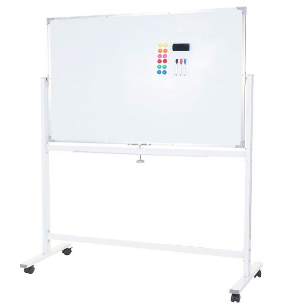 Mendler Whiteboard HWC-C85, Magnettafel Memoboard Pinnwand, mobil rollbar inkl. Zubehör, 150x100cm, 61836