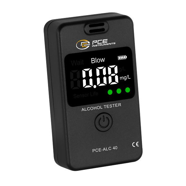 PCE Instruments Berührungsloser Alkoholtester, schnelle Ergebnisse, praktisch und mobil, Messbereich: 0... 1 g,l, interner Speicher, PCE-ALC 40