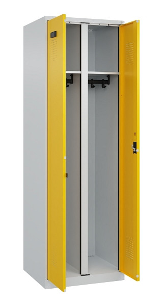 C+P Schwarz-Weiß-Spind Evolo PLUS, 2 Abteile, 1850x600x500mm, 7035/1023, Zylinderschloss, 049002-20 S10028