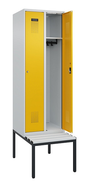 C+P Spind Evolo PLUS, 2 Abteil, 2120x600x815mm, 7035/1004, Zylinderschloss, Material Sitzfläche Kunststoff, Sitzbank, 0490507-20 S10081