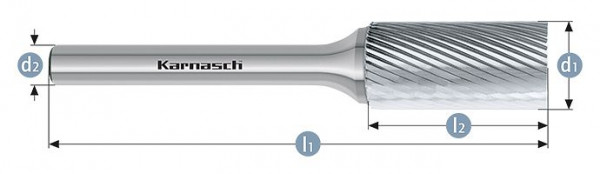 Karnasch Hartmetall-Frässtift unbeschichtet ZYA/ HP-5 d1=2/ l2=11 / d2=3 / l1=38mm, VE: 10 Stück, 113003025