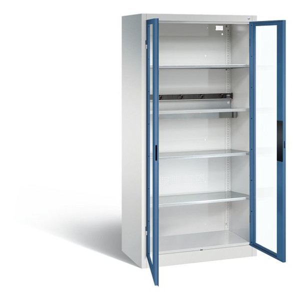 C+P Akkuladeschrank Serie 89, H1950xB930xT500mm, Farbe: Lichtgrau / Fernblau, Muldengriff, 8921-055E1 S10006