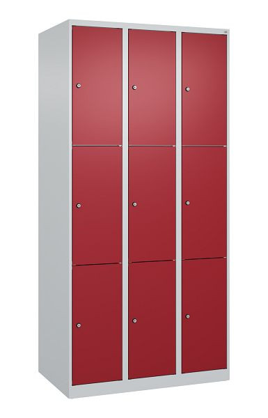 C+P Schließfachschrank Classic PLUS, 3 Abteile mit je 3 Fächern, 1850x900x500mm, 7035/3003, 080000-303 S10001