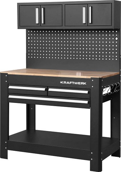 Kraftwerk Werkbank mit 3 Schubladen und 2 Oberschränken, 104.103.002
