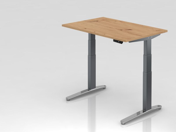 Hammerbacher Schreibtisch XBHM12, 120 x 80 cm, Platte: Asteiche, 25 mm dick, ABS Dickkante, Rechteckform, Graphit poliert, VXBHM12/R/GC