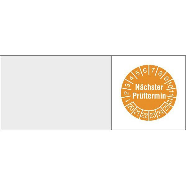 SafetyMarking Kabelprüfplakette, Nächster Prüftermin, Prüfzeitraum: 20-25, BxH 10x2 cm, Folie, selbstklebend, VE: 8 Stück/Bogen, 30.0879-20-25