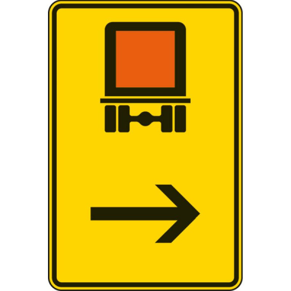 Stein HGS Wegweiser für kennzeichnungspflichtige Fahrzeuge mit gefährlichen Gütern (hier links) Nr. 422-22, 900x600mm /RA1/Flachform 3mm, 422-22-213