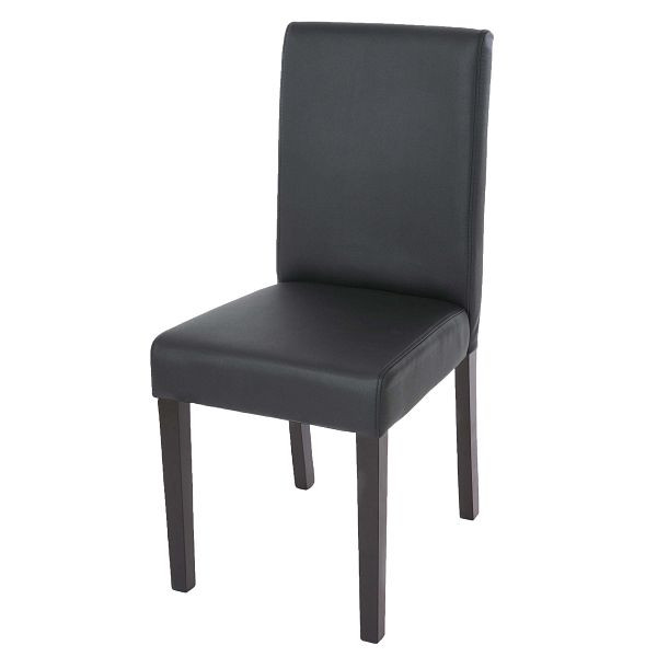 Mendler Esszimmerstuhl Littau, Küchenstuhl Stuhl, Kunstleder, schwarz matt, dunkle Beine, 74380