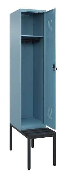 C+P Spind Evolo PLUS, 1 Abteile, 2120x400x815mm, 0010/0010, Haken 4, Drehriegel, Sitzfläche Kunststoff, Sitzbank, 0490507-12 S10075