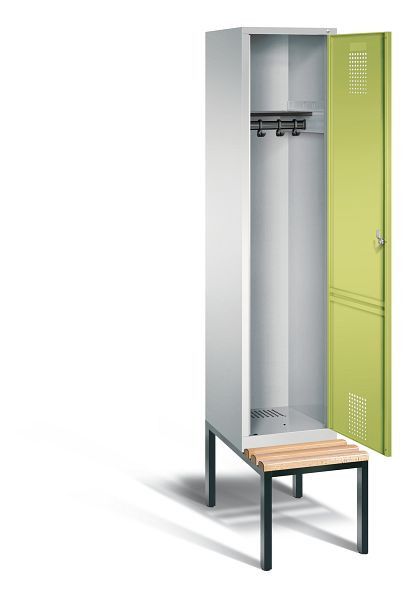 C+P Garderobenschrank Evolo, H2090xB420xT815mm, Farbe: Lichtgrau / Viridingrün, 48050-12 S10075