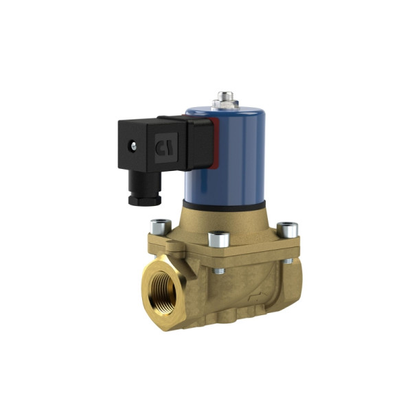 Riegler 2/2-Wege-Magnetventil, stromlos geschlossen, Messing, G 1, DN25, PN 0-12, FPM, zwangsgesteuert, 24V DC, 129410