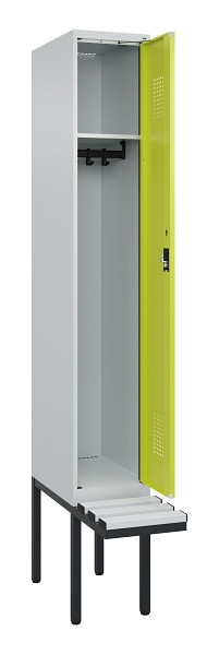 C+P Spind Evolo PLUS, 1 Abteile, 2120x300x815mm, 7035/0024, Haken 3, Zylinderschloss, Sitzfläche Kunststoff, 0490407-10 S10096