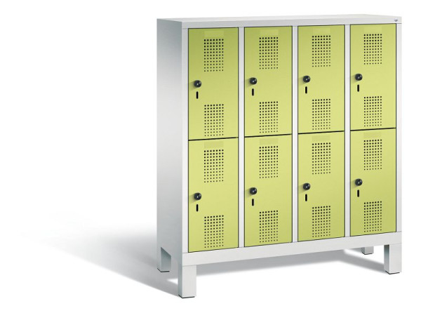 C+P Kindergarten-Spind Evolo, 8 Fächer, H1350xB1190xT300 mm, Grau/Viridingrün, 483103-40 S10018