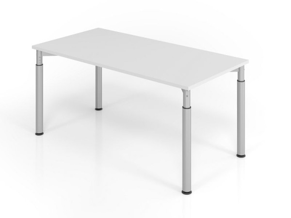 Hammerbacher Schreibtisch YS16, 160 x 80 cm, Platte: Grau, 25 mm dick, ABS-Dickkante, Rechteckform, Silber, VYS16/5/S