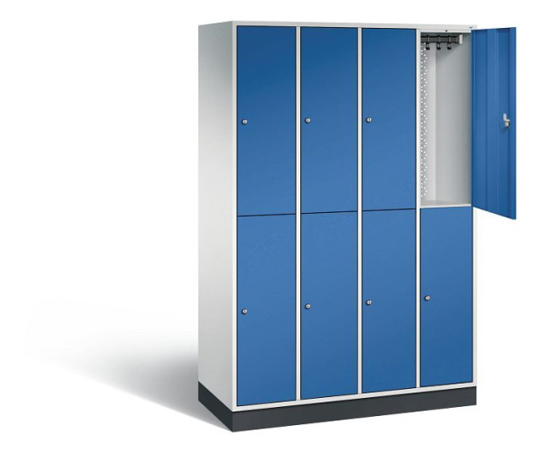 C+P Spind doppelstöckig Intro, H1950xB1220xT490mm, Farbe: Lichtgrau / Enzianblau, 8270-401 S10019