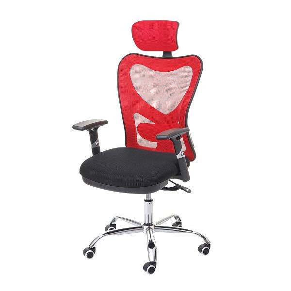 Mendler Bürostuhl HWC-F13, Schreibtischstuhl Drehstuhl, Sliding-Funktion 150kg belastbar Stoff/Textil, schwarz/rot, 69221