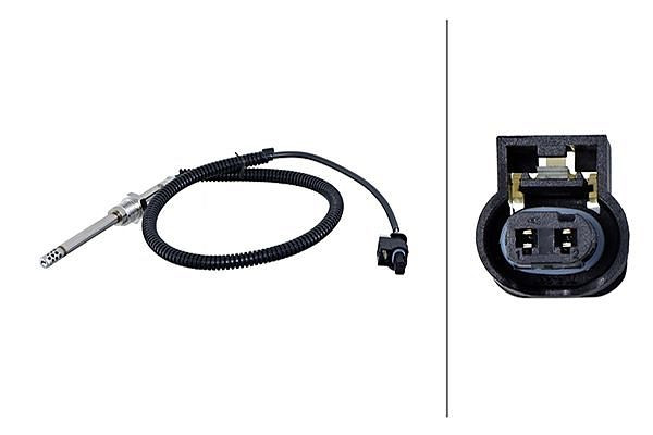 HELLA Sensor, Abgastemperatur - 2-polig - geschraubt - Kabel: 410mm, 6PT 010 376-311