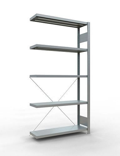 Schulte Fachbodenregal, Anbaufeld, 5 Lagerebenen, Kreuzstrebe, Fachlast 250 kg, 1006 x 336 x 2000 mm, 278738